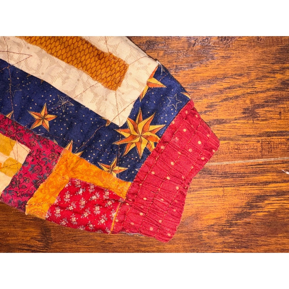 VTG Quilted Patchwork Celestial Jacket XL Sun Moon Stars Wearable Art Whimsigoth - Picture 3 of 13
